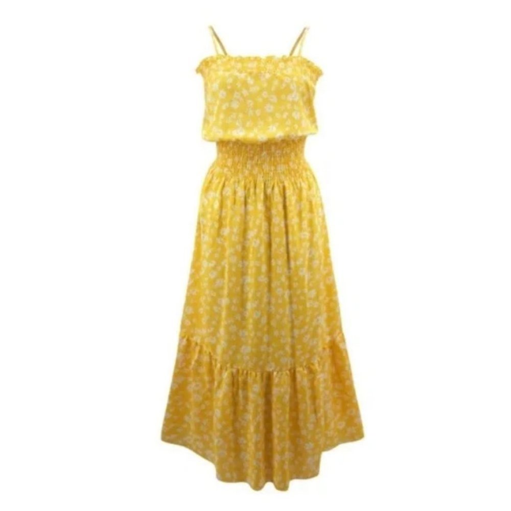 Floral floral smocked ruffle cami maxi dress YELLOW - Picture 5 of 8